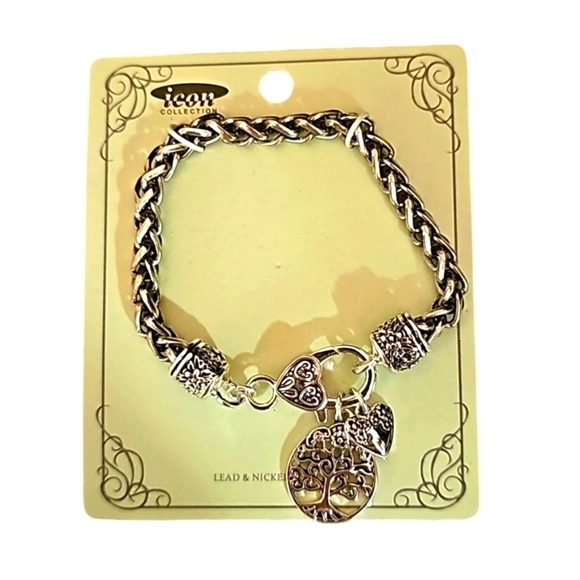 Antique Metal Tree of life Heart Charm Bracelet - Picture 2 of 3
